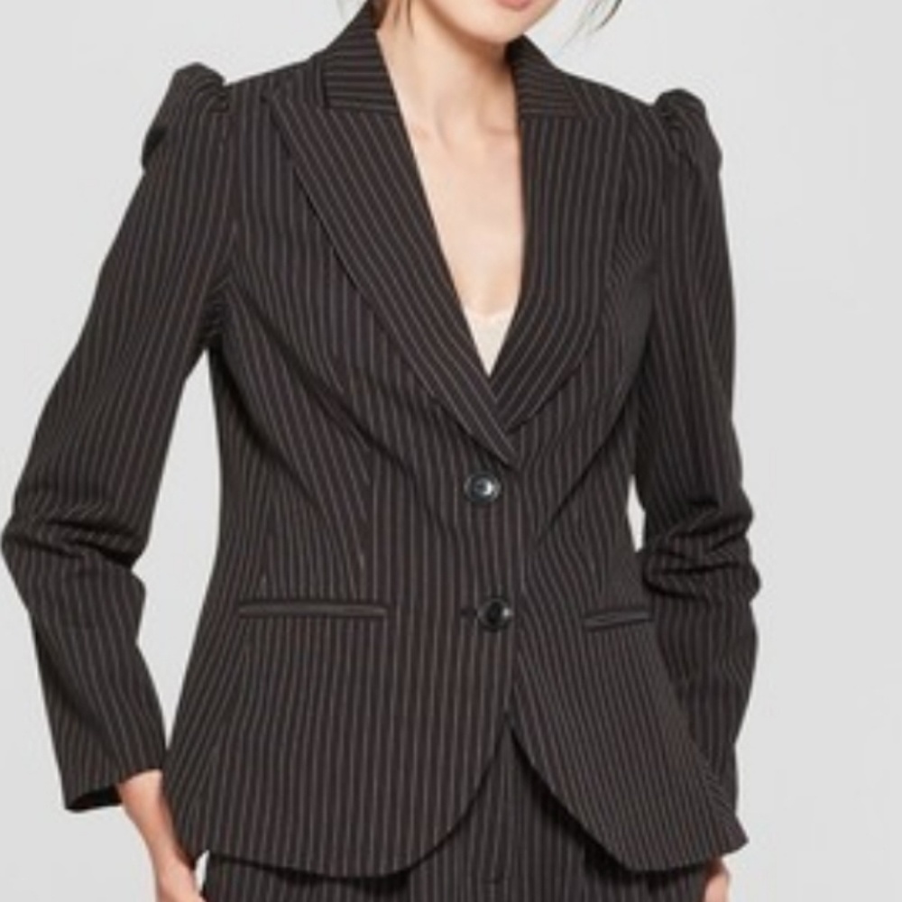 PROLOGUE Pinstriped Black and White Blazer